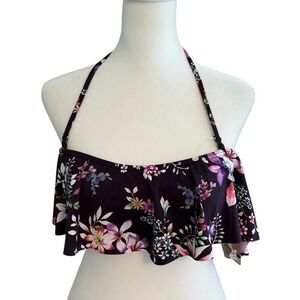 HOBIE Bikini Swimsuit Halter Top Purple Tropical‎ Floral Women's Sz S NWT